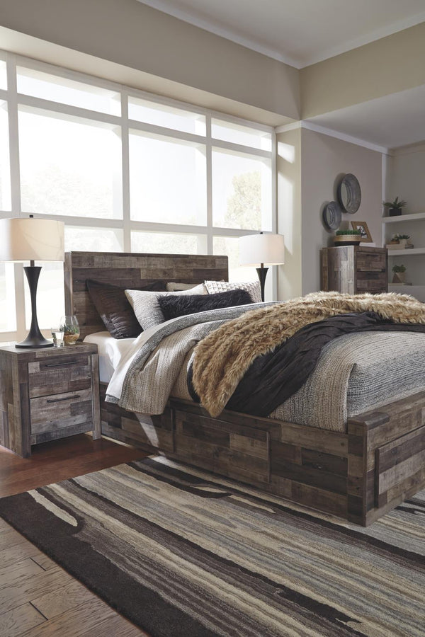 Derekson Queen Panel Bed with 4 Storage Drawers Multi Gray
