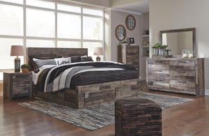 Derekson King Panel Bed with 4 Storage Drawers Multi Gray