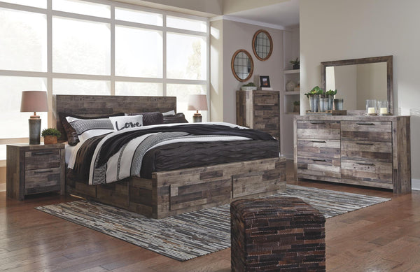 Derekson King Panel Bed with 4 Storage Drawers Multi Gray