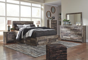 Derekson Queen Panel Bed with 6 Storage Drawers Multi Gray
