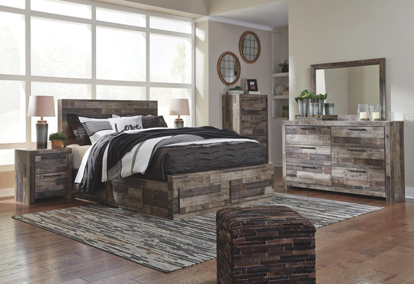 Derekson Queen Panel Bed with 6 Storage Drawers Multi Gray
