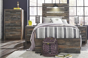 Drystan Twin Panel Bed with 4-Drawers of Storage & USB Multi