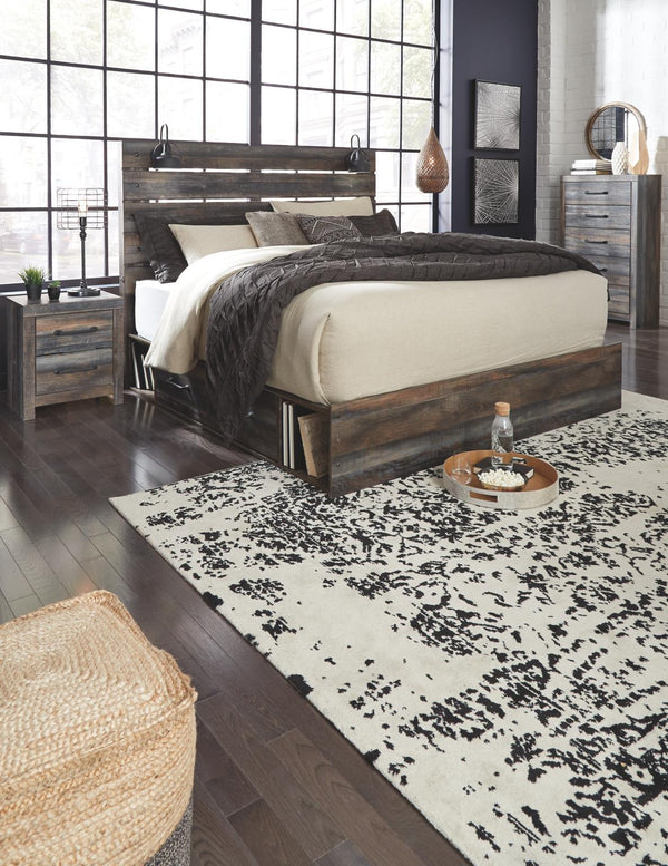 Drystan King Panel Bed with 2-Drawers of Storage & USB Multi