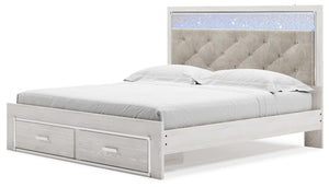 Altyra King Upholstered 2-Drawer Storage Bed White