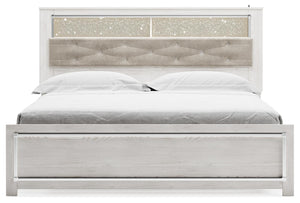 Altyra King Panel Bookcase Storage Bed White