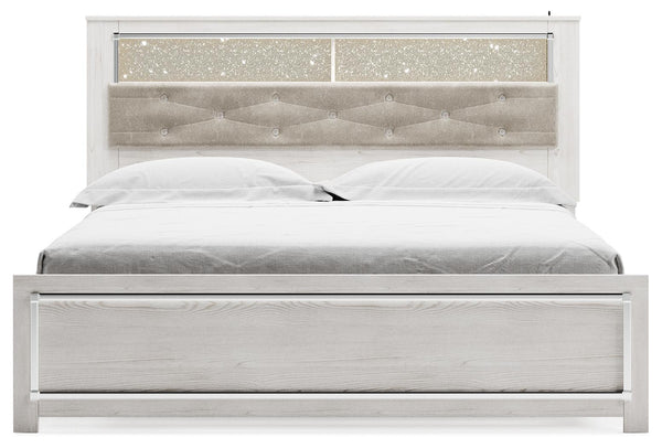 Altyra King Panel Bookcase Storage Bed White