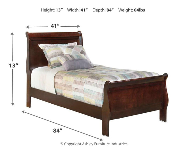 Alisdair Twin Sleigh Bed Reddish Brown
