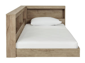 Oliah Twin Bookcase Storage Bed with USB Natural