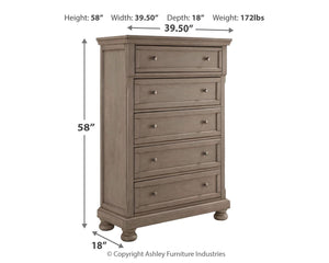Lettner 5-Drawer Chest Light Gray