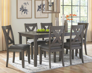 Caitbrook Rectangle Dining Table & 6 Chairs Gray