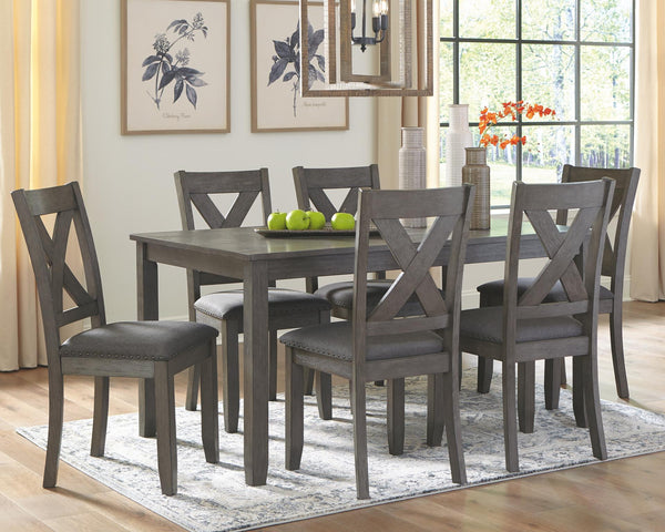 Caitbrook Rectangle Dining Table & 6 Chairs Gray