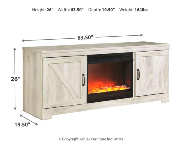 Bellaby Pastoral Charm 63-Inch TV Stand with Fireplace Whitewash
