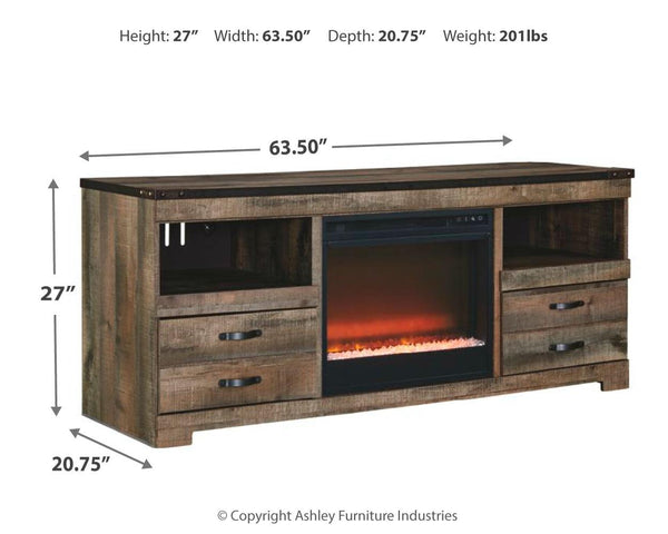 Trinell Urban Foundry 63-Inch TV Stand with Electric Fireplace Brown