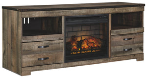 Trinell Urban Foundry 63-Inch TV Stand with Electric Fireplace Brown
