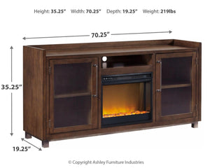 Starmore 70-Inch TV Stand with Electric Fireplace Brown