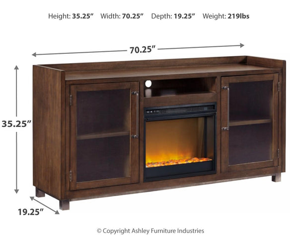 Starmore 70-Inch TV Stand with Electric Fireplace Brown