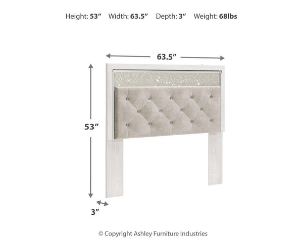 Altyra Queen Upholstered Button Tufted Panel Headboard White