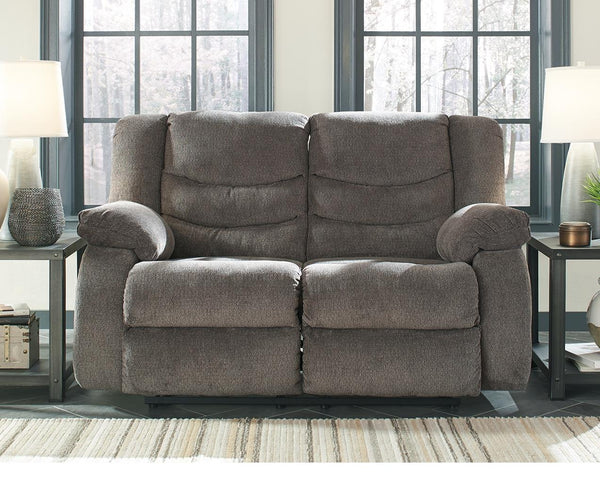Tulen Fabric Reclining Manual Loveseat Gray