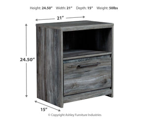 Baystorm Urban Foundry 1-Drawer Nightstand with USB Gray