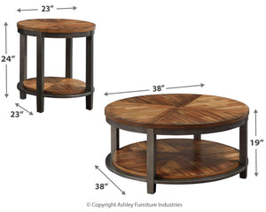 Roybeck Urban Foundry 3-Piece Occasional Table Set Light Brown/Bronze