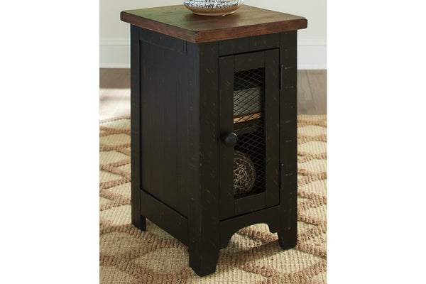 Valebeck Boho Haven 1-Door Chairside End Table Black/Brown