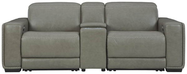 Correze 3-Piece Power Reclining Leather Sectional Loveseat with USB Gray