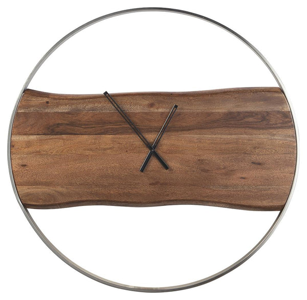 Ashley Panchali Brown/Silver Finish Wall Clock