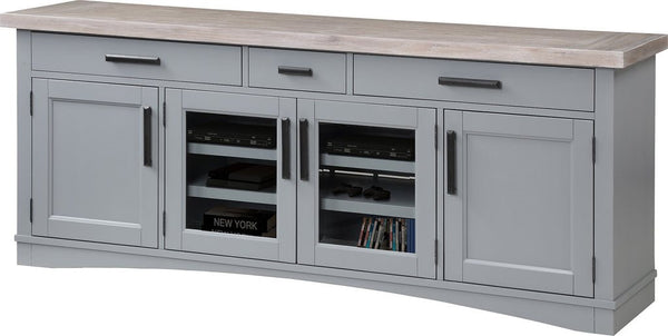 Parker House Americana Modern Collection 76 Inch Dove Weathered Natural Top Media Entertainment TV Stand
