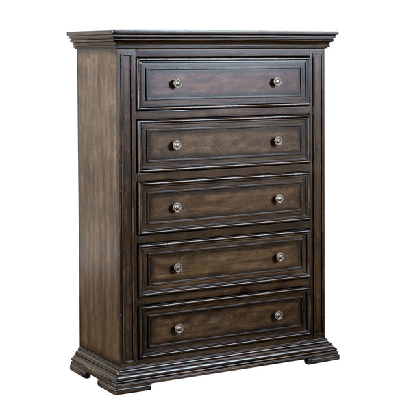 Liberty Furniture Complete King Bedroom Set Panel Bed, Dresser, Mirror & Chest Big Valley