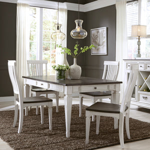 Liberty Furniture 5-Piece Wire Brushed White Charcoal Rectangular Dining Table Set Allyson Park