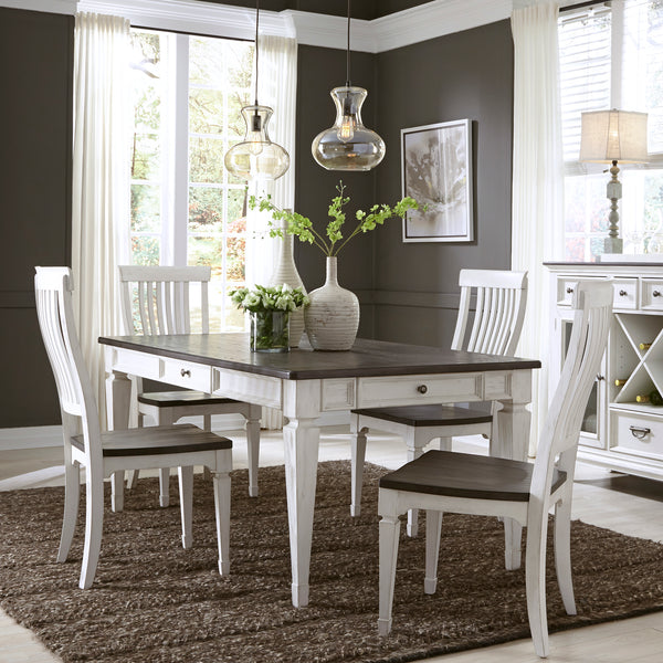 Liberty Furniture 5-Piece Wire Brushed White Charcoal Rectangular Dining Table Set Allyson Park
