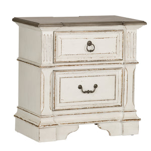 Liberty Furniture Complete King Bedroom Set Upholstered Sleigh Bed, Dresser, Mirror & Nightstand Abbey Park