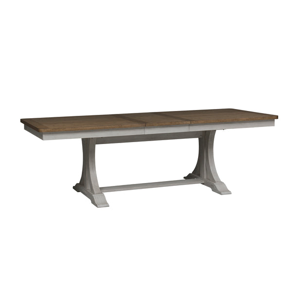 Liberty Furniture 6-Piece Antique White Chestnut Trestle Dining Table Set Farmhouse Reimagined