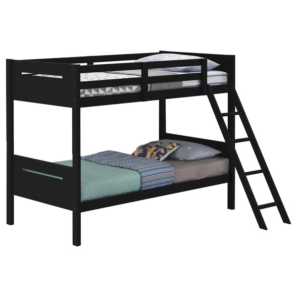 Coaster Littleton Wood Twin Over Twin Bunk Bed Black