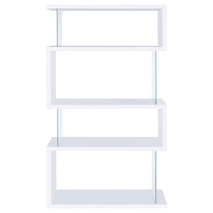Coaster Emelle 63 Inch 4-Shelf Glass Panel Bookshelf White