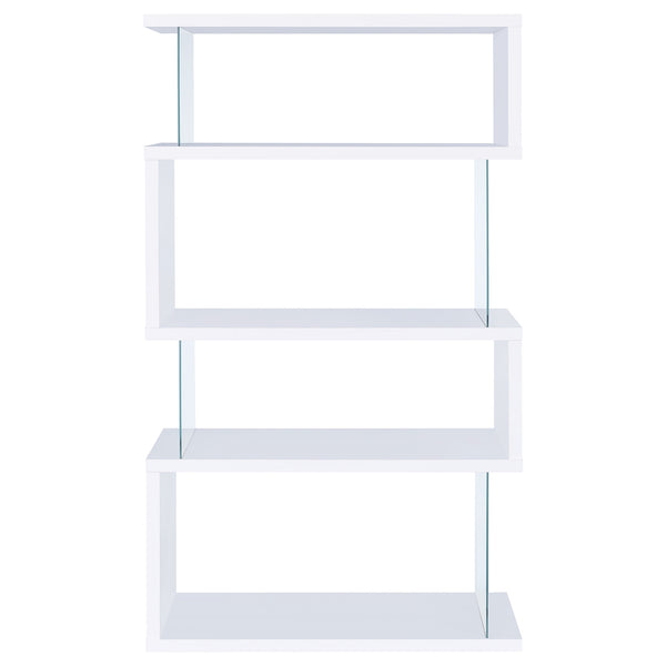 Coaster Emelle 63 Inch 4-Shelf Glass Panel Bookshelf White