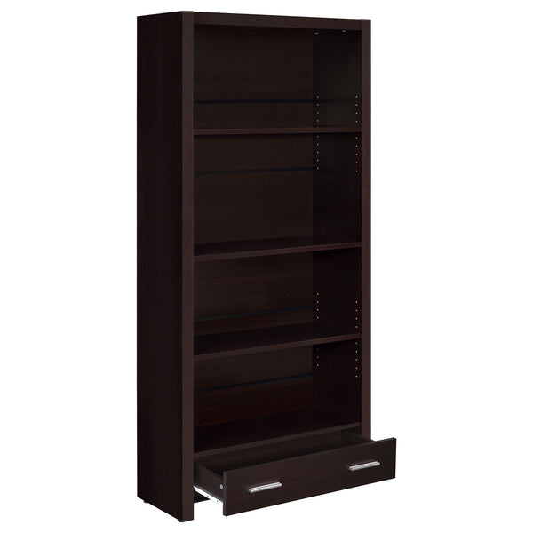 Coaster Skylar 71 Inch 5-Shelf Bookcase with Drawer Cappuccino