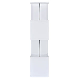 Coaster Baxter 67 Inch 4-Shelf Bookshelf White & Chrome