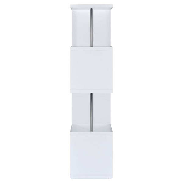Coaster Baxter 67 Inch 4-Shelf Bookshelf White & Chrome