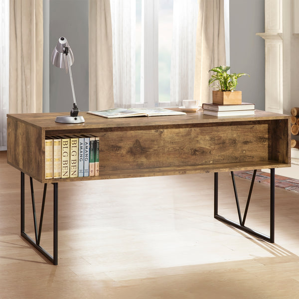 Coaster Analiese 63 Inch 4-Drawer Writing Desk Rustic Nutmeg