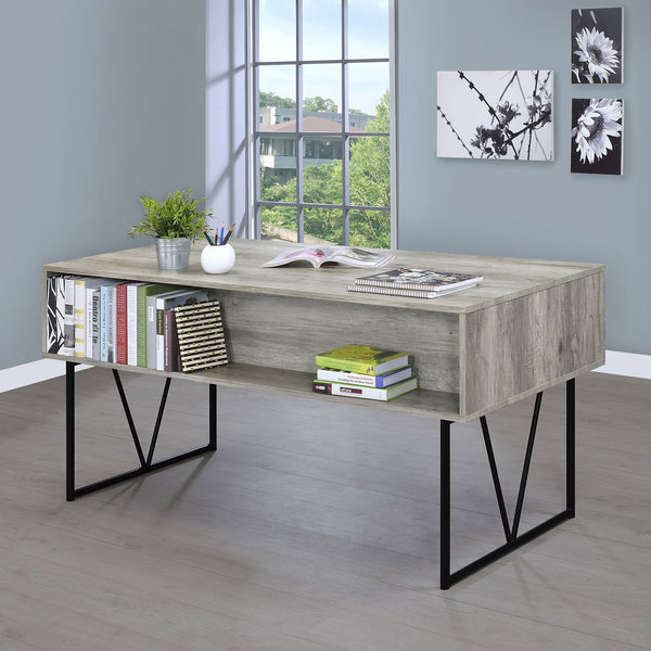 Coaster Analiese 63 Inch 4-Drawer Writing Desk Grey Driftwood