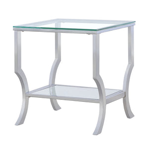 Coaster Saide Square Glass Top Side End Table Chrome