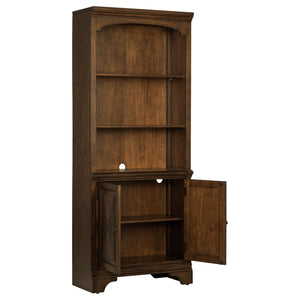 Coaster Hartshill 78 Inch 3-Shelf Cabinet Bookcase Burnished Oak