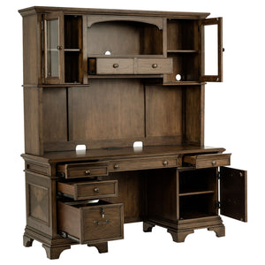 Coaster Hartshill 66 Inch 5-Drawer Credenza with Hutch Burnished Oak
