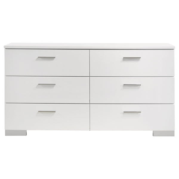 Coaster Felicity 6-Drawer Dresser White High Gloss