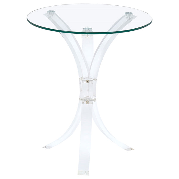 Coaster Laning Round Glass Top Acrylic Side Table Clear