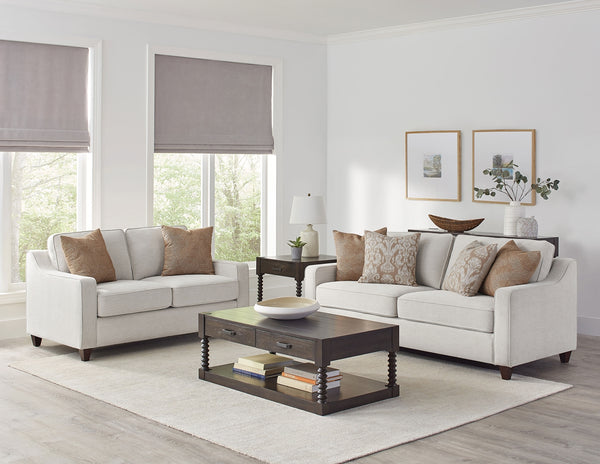 Coaster Christine 2-Piece Upholstered Sloped Arm Sofa Set Beige