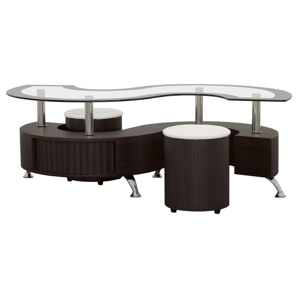 Coaster Buckley 3-Piece Coffee Table & Stools Set Cappuccino