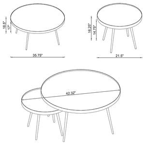 Coaster Kaelyn 2-Piece Round Mirror Top Nesting Coffee Table Gold