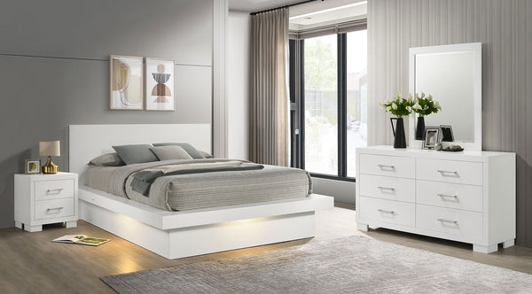 Coaster Jessica 4-Piece King Led Bedroom Set Cream White